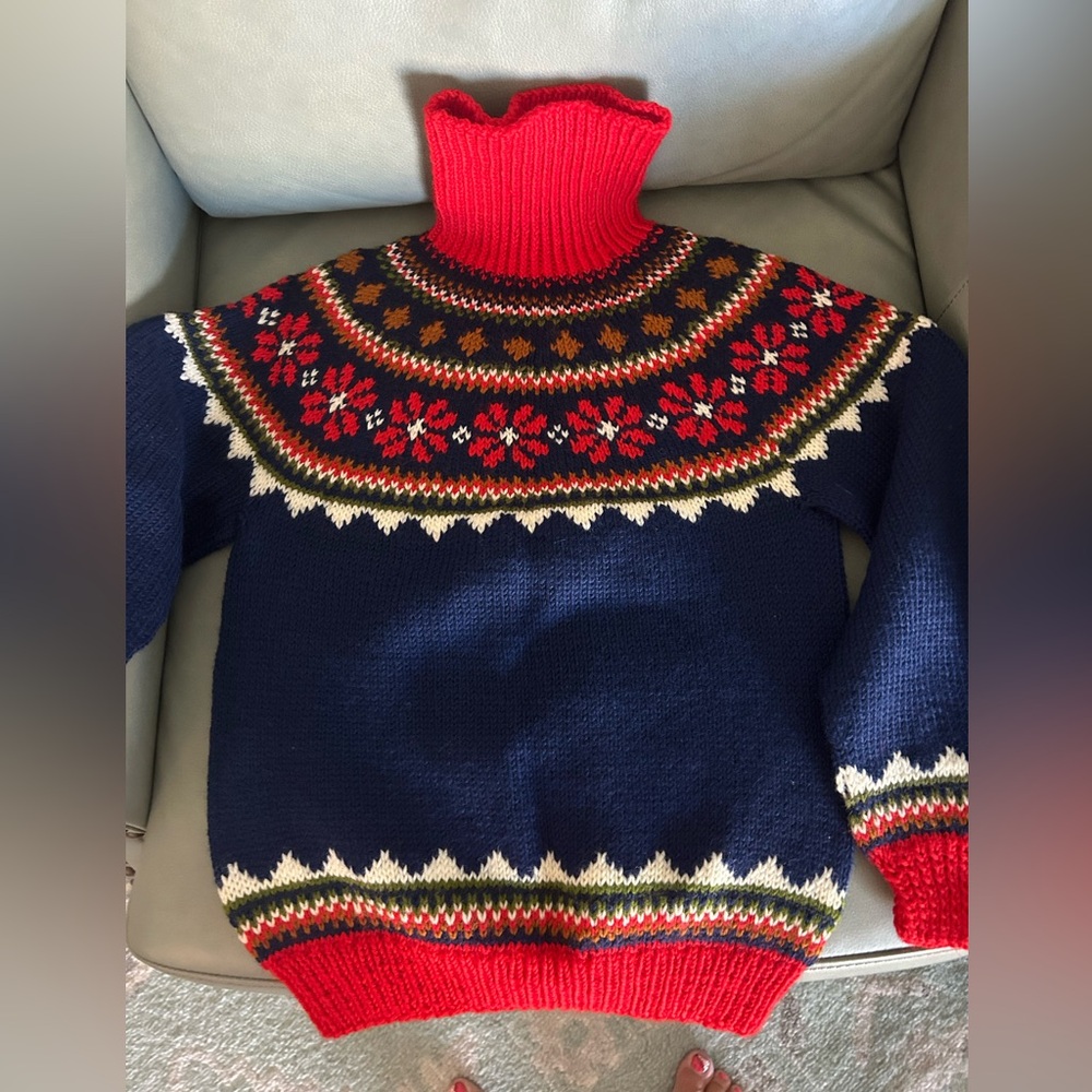 Kids Red and Navy Nordic Sweater
